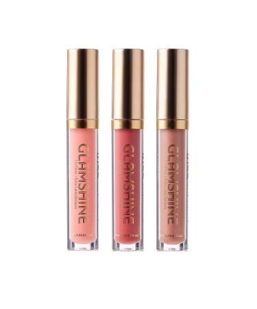 KISS Glam Shine Vita Lip Gloss (3 PACK Bare Baby Rosy Delight Nutty Nude) 3 PACK Bare Baby Rosy Delight Nutty Nude