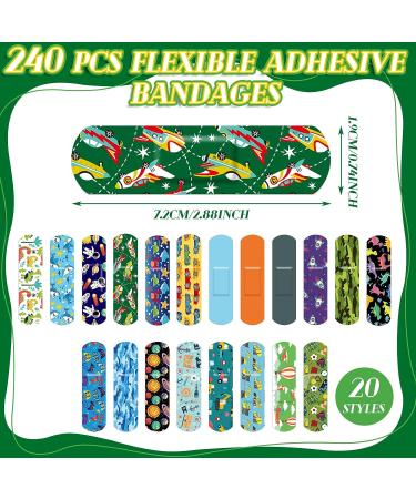 Kids Bandages Bulk - 240 Pcs Cute Cartoon Waterproof Bandages for Boys & Girls | Flexible, Breathable Strips for Children, Toddlers - Funny Designs - Buy Online on GoSupps.com