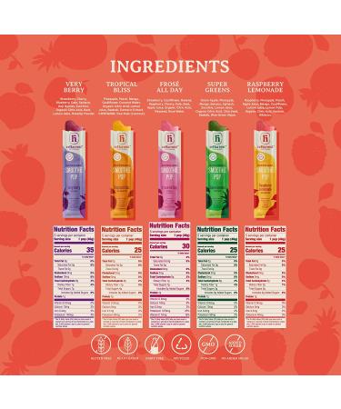 Re-Harvest Provisions Smoothie Pops 5 Pack - Frozen Fruit + Vegetables + Superfoods | Dairy-Free, Vegan, Gluten-Free | Anti-Inflammatory | Eco-Friendly | 1.6oz ea - Buy Online on GoSupps.com