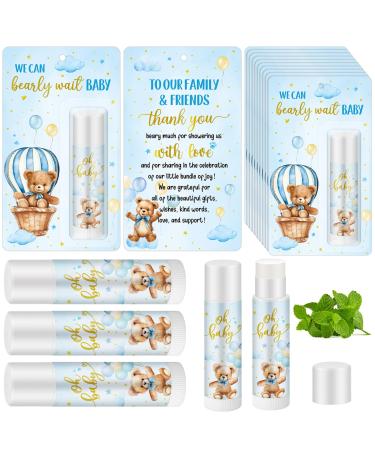 50 Pack Bear Themed Baby Shower Favor Baby Shower Lip Balm Bulk We Can Bearly Wait Party Thank You Gifts for Gender Reveal Guest Games Prizes Spring Halloween Thanksgiving Party Supplies Blue Bear