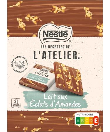 Nestl Les Recettes de L'Atelier - Milk Chocolate Tasting Squares with Almond Pieces - 200g bag - Buy Online on GoSupps.com