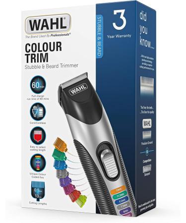 Wahl Colour Trim Stubble & Beard Trimmer - Rechargeable Men's Grooming Kit with Colour Coded Guide Combs - Buy Online on GoSupps.com
