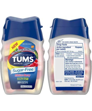 Tums Sugar Free Antacid - Melon Berry (80ct) + Equate Sugar-Free Orange Cream Chewables (90ct) Bundle - Buy Online on GoSupps.com