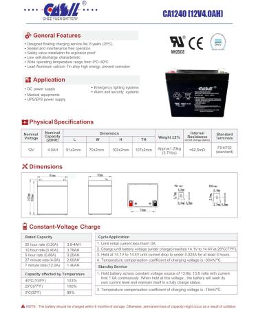 Casil 12V 4Ah Rechargeable Replacement Battery - International Shipping Available - Long-lasting & Reliable Power - Buy Online on GoSupps.com