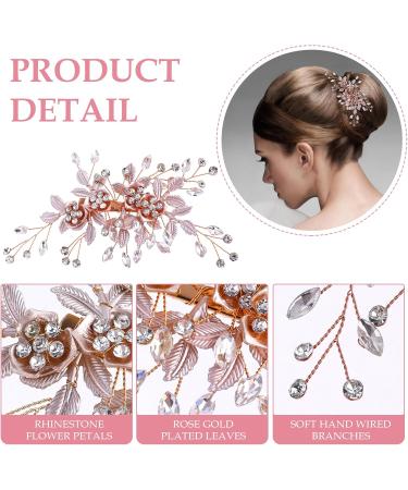 Amaxiu Rhinestone Wedding Hair Clip Flower Bride Hairpiece Crystal Bridal Hair Barrettes Hairpins Wedding Hair Accessories for Women Girls (Rose Gold) - Buy Online on GoSupps.com