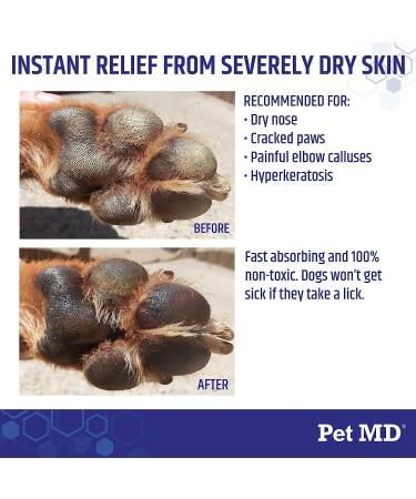 Pet MD Dog Paw Balm - 3-in-1 Moisturizer for Paw, Nose, and Elbow - 2 oz Paw Wax with Shea Butter, Coconut Oil, and Beeswax - Buy Online on GoSupps.com