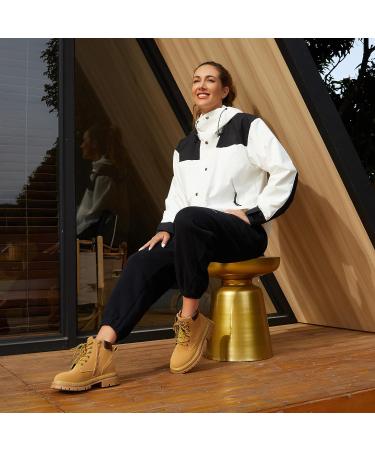 JABASIC Women Leather Ankle Combat Boots - Low Heel Lace Up for Outdoor Trekking and Hiking (Size 10, Wheat) - Buy Online on GoSupps.com