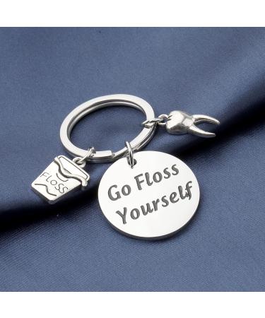 POTIY Funny Dentist Gift | Dental Hygienist Keychain - Go Floss Yourself Jewelry - Buy Online on GoSupps.com