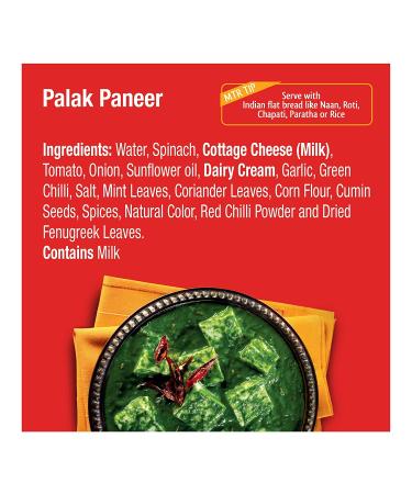 MTR Ready to Eat Palak Paneer Pack of 10 - Authentic Indian Food | Medium Spicy | Gluten Free - Buy Online on GoSupps.com