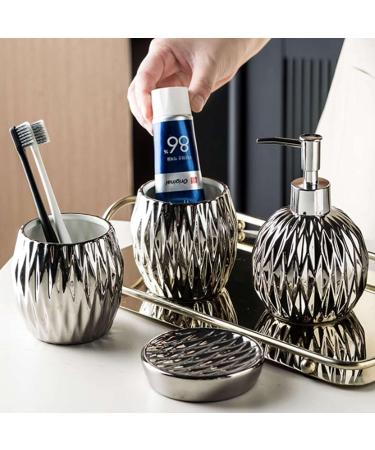 Bathroom soap dispenser handwash dispenser bottle/Ceramic Bathroom Accessory Set Complete Bathroom Set Modern Bathroom Decor Bathroom Organizer Accesorios Para Ba os-gold-4 set (Color : Silver 3 set Silver - Buy Online on GoSupps.com