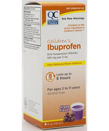 Buy Quality Choice Children's Ibuprofen 100mg Oral Suspension - Grape Flavor for Pain & Fever Relief | 4 FL OZ - Fast International Shipping - Buy Online on GoSupps.com