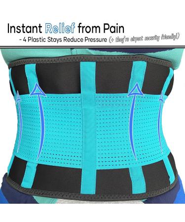 3X-Large MEDiBrace Back Support Belt for Lower Lumbar Pain Relief - Orthopaedic Waist Compression for Men and Women - Sciatica, Scoliosis, Disc, Lifting Support - Skye Blue (44 to 51 inches) - Buy Online on GoSupps.com