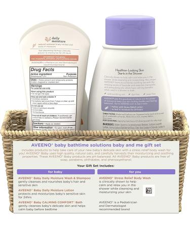 Aveeno Baby Mommy & Me Daily Bathtime Gift Set - Baby Wash & Shampoo, Calming Bath, Moisturizing Lotion, Stress Relief Body Wash - 4 Items - Buy Online on GoSupps.com