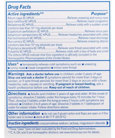 Boiron Coldcalm Cold Relief 60 Tablets (Pack of 3) - Fast-Acting Relief for Cold Symptoms - Buy Online on GoSupps.com