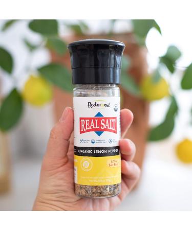 Redmond Real Sea Salt - Natural Unrefined Organic Gluten Free Coarse Salt with Coarse Grinder (Lemon Pepper) - Buy Online on GoSupps.com