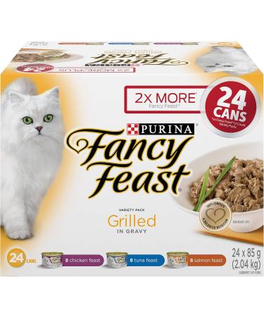 Fancy Feast Wet Cat Food - Chicken Feast Variety Pack + Grilled Variety Pack (24 Cans Each) Cat Food + Grilled Variety Pack - Buy Online on GoSupps.com
