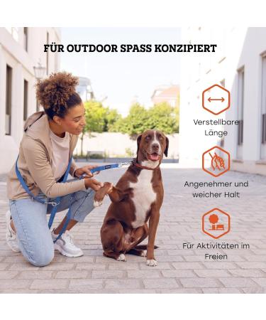 Vitazoo Adjustable Dog Leash - 3m Graphite Nylon with Carabiners for All Dog Sizes - 4 Lengths in Blue - Buy Online on GoSupps.com