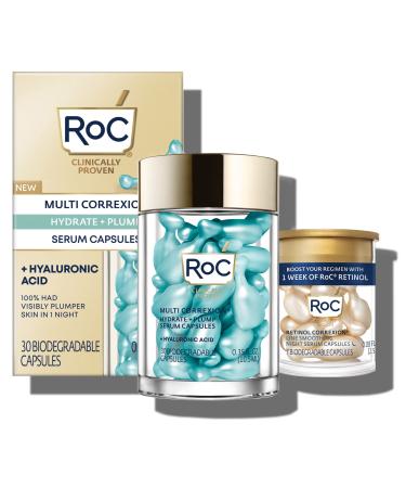 RoC Multi Correxion Hyaluronic Acid Night Serum Capsules (30 CT) + RoC Retinol Capsules (7 CT), Anti-Aging Skin Care, Daily Face Moisturizer and Wrinkle Treatment, Stocking Stuffer Multi Correxion + Retinol Correxion Capsules