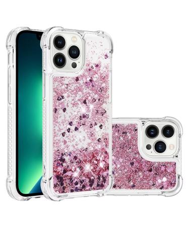 Tivenfezk nadoli glitter Treisand case for iPhone 15 Pro silicone shockproof mobile phone cover transparent TPU bumper protective cover liquid transparent quicksand case iPhone 15 per rose gold