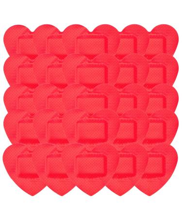 FRCOLOR 50pcs Adhesive Bandages Kids Red Heart Shaped Bandages Bandages Patches First Aid Bandages Patches Dressing Pads Tape for School Nurses Slight Cuts and Scrapes
