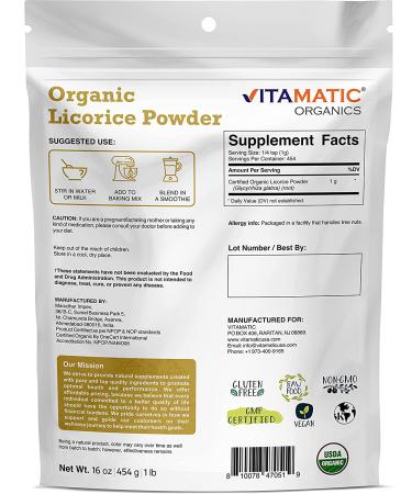 Organic Licorice Root Powder 1lb - USDA Certified Malethi/Mulethi Powder - Buy Online on GoSupps.com