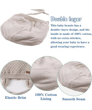 XIAOHAWANG Baby Boy Knit Beanie Hat | Cute Bear Infant Toddler Girl Hat | Autumn Winter 0-6 Months Beige - Buy Online on GoSupps.com