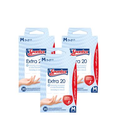 Spontex extra disposable gloves made of vinyl resistant particularly skin -friendly and powder -free in a practical donor box size M 3 x 20 pieces