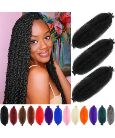 Afro Twist Hair 24 Inch 3 Packs Springy Afro Twist Hair Pre Fluffed Spring Twist Hair Pre Stretched Wrapping Hair for Soft Locs Hair Extensions (24 Inch (Pack of 3) 1B) 24 Inch (Pack of 3) 1B