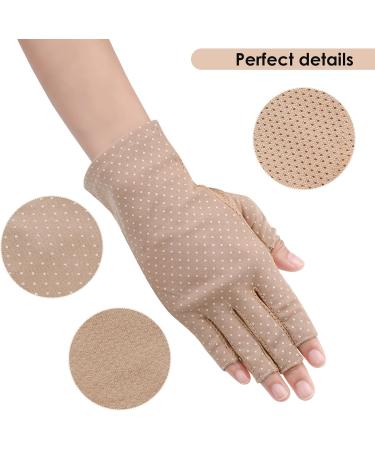 Yolev Women's Anti-UV Fingerless Gloves - Sun Protection Bicycle Riding Gloves - Summer Outdoor Cycling Gear in Khaki - Buy Online on GoSupps.com
