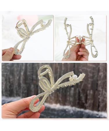 VOCOSTE Hair Clip Classic Rhinestone Bow Tie Hair Clip for Women Gold Tone - Buy Online on GoSupps.com