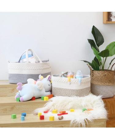 Hinwar Baby Diaper Caddy - Portable Organizer for Infants | Cotton Rope Storage Bag with Removable Divider - Perfect Newborn Shower Gift & Car Organizer (Brown) - Buy Online on GoSupps.com