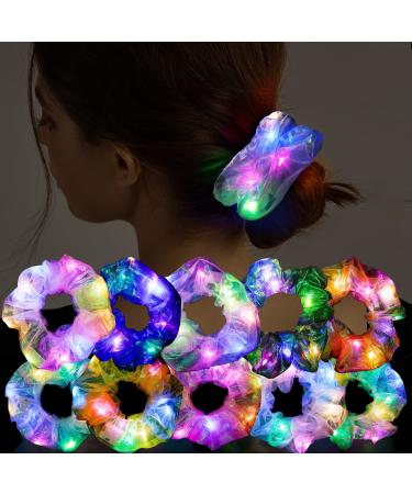 10Pcs LED Light Hair Scrunchies for Girls - Glow in the dark Hair Scrunchies  Light Up Scrunchy Hair Ties for Women  Glow Mermaid Party favors Supplies Rave Neon Accessories Festival Christmas Color 1 - Buy Online on GoSupps.com