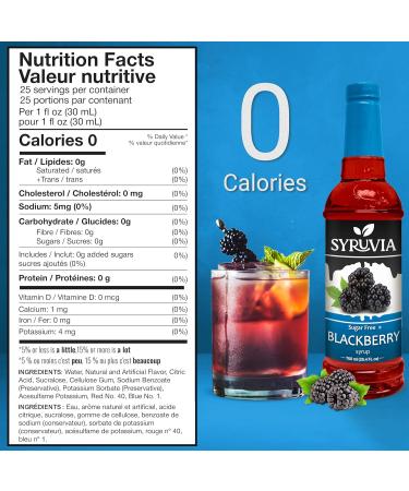 Syruvia Sugar free Blackberry Syrup (25.4 fl oz) - Bursting with Bold Blackberry Goodness Kosher Gluten-Free Perfect for Enhancing Beverages Desserts and Culinary Creations Sugar-Free Blackberry - Buy Online on GoSupps.com