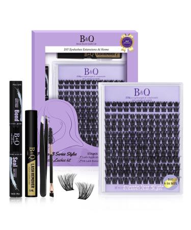 LASH Extension Set 156 PCs eyelash extensions set B&C eyelash extension set Singing Mascara brush lash adhesive remover removering eyelashes for DIY eyelash extensions (B05 kit) 1 piece (1 Pack) 156PCs B05KIT