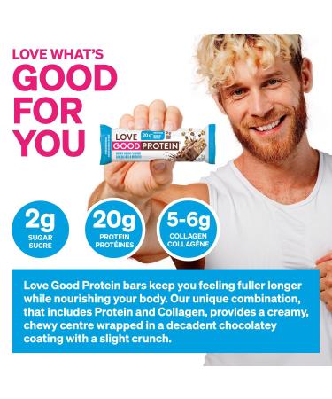 Love Good Fats High Protein Bars Cookie Dough - Whey Protein and Collagen - 20g Protein includes 2g Sugar - Chocolate Coating - Low Carb Low Sugar Keto Friendly 12 Pack - Buy Online on GoSupps.com