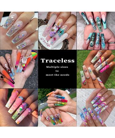 XXL Clear C Curve Half Cover Nail Tips - 100 Pcs Acrylic False Nails - Long Straight Square Shape - Previvo Traceless - 10 Sizes NO.5-100PCS - Buy Online on GoSupps.com