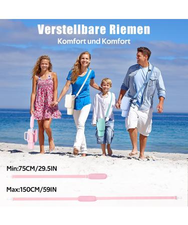 Praoahei Bottle Holder with Bag - Compatible with 40oz Stanley Cup & Thermos Adjustable Strap for Hiking & Cycling - Pink Water Bottle Holder - Buy Online on GoSupps.com