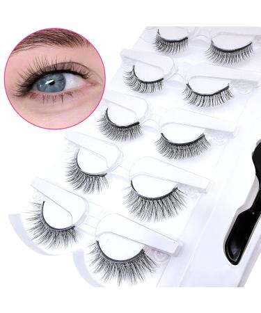 Reusable Self Adhesive Eyelashes - Natural Look No Glue 5 Pairs Fluffy False Lashes with Tweezers - International Shipping Available - Buy Online on GoSupps.com