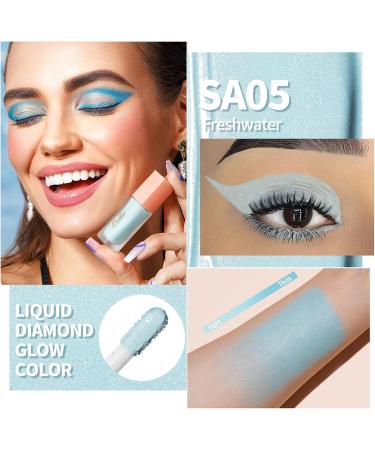 Oulac Liquid Eyeshadow Satin Finish - Multi-Use Blue Eyeshadow Primer & Eyeshadow Base | Blendable Smooth Eye Make-up Crease-Resistant Non-Greasy Vegan Cruelty-Free Freshwater (SA05) - Buy Online on GoSupps.com