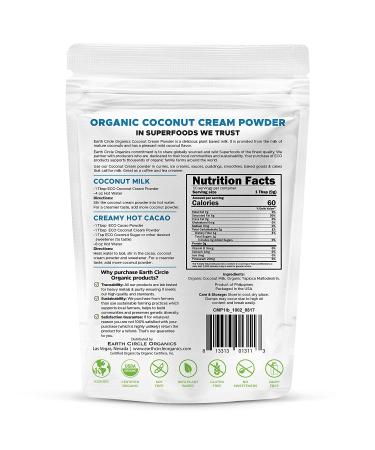 Organic Coconut Cream Powder 1 lb - Earth Circle Organics | Pure, Natural & Dairy-Free - Buy Online on GoSupps.com