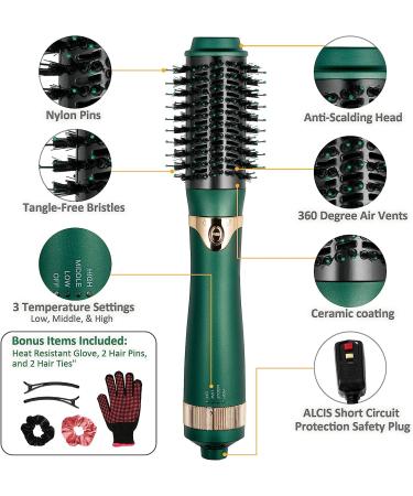 Professional Hot Air Brush for Women - 2-in-1 Hair Dryer and Styler with Interchangeable Heads - Perfect for Curling, Straightening, and Volumizing - Ideal for All Hair Types - Buy Online on GoSupps.com