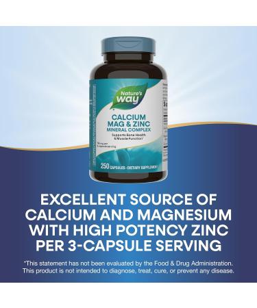 Nature's Way Calcium Magnesium & Zinc Mineral Complex Supports Bone Health & Muscle Function* Immune Support* 250 Capsules (Packaging May Vary) - 2 Pack - Buy Online on GoSupps.com