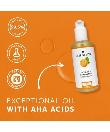 Orientana Golden Orange Cleansing Oil - 99.5% Natural Vegan Makeup Removal - 150 ml - Buy Online on GoSupps.com