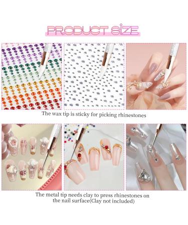 Dual-Ended Rhinestone Picker Doting Pen - Wax Pencil Applicator for Nail Art Jewelry & DIY Crafts - White Acrylic Handle - Buy Online on GoSupps.com