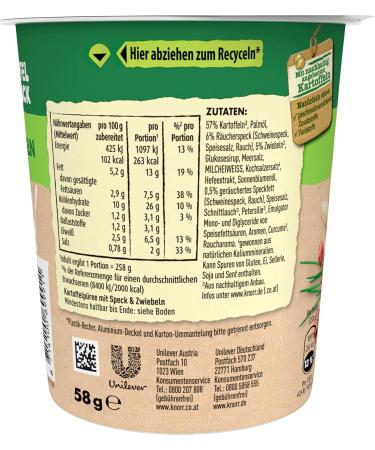 Buy Knorr Potato Snack Bacon & Onions - Quick 5-Minute Delicious Potato Dish | 8x58g - International Shipping Available - Buy Online on GoSupps.com