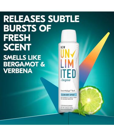 Degree Deodorant for Women - Unlimited Dry Spray Variety Pack | 96-Hour Antiperspirant Protection - Clean Fresh & Neutral Scents (3 Piece Set 3.8 Oz Each - Buy Online on GoSupps.com