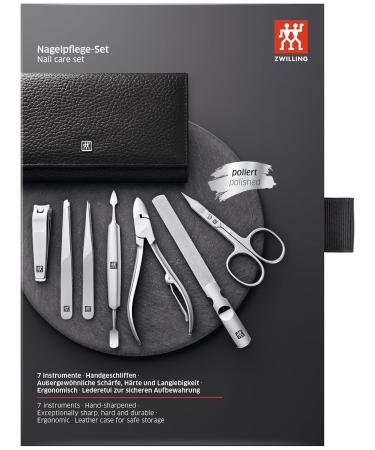 ZWILLING Manicure & Pedicure Set - 7-Piece Nail Care Travel Case Leather Black | International Shipping Available - Buy Online on GoSupps.com