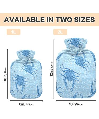 Blue Crab 2L Hot Water Bottle - Mosaic Tiles Soft Plush Cover | Ideal Winter Warmer for Kids & Adults - Buy Online on GoSupps.com