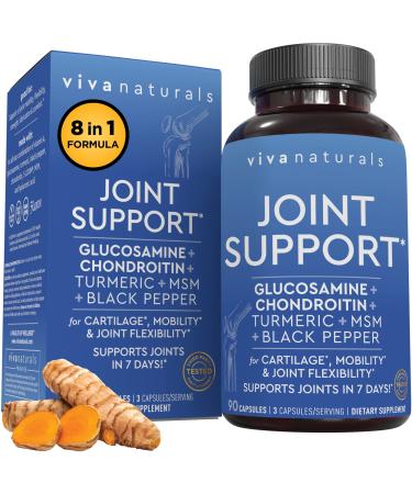 Glucosamine Chondroitin MSM Joint Supplement - with Turmeric, Black Pepper, Boswellia and Hyaluronic Acid for Joint Support, Mobility, Flexibility and Comfort, 90 Capsules 90 Count (Pack of 1)