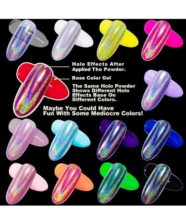 2 Jars Holographic Nail Powder - Rainbow Holo Unicorn Glitter + 6PCS Sponge Tools for DIY Nail Art - Buy Online on GoSupps.com